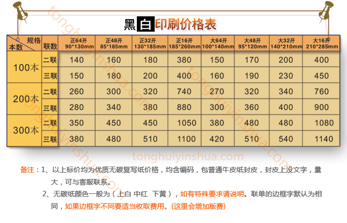 通汇黑白印刷价格表02