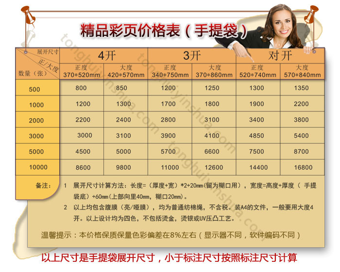 手提袋精品价格表