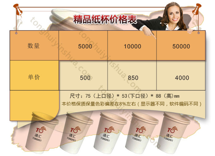 精品纸杯价格表